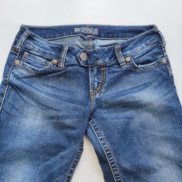 Silver Jeans Tuesday Crop denim blue women's size W28 - Picture 2 of 16